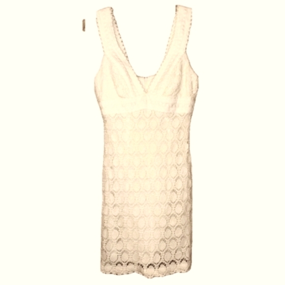Trina Turk Elegant Cream Crochet Mini Dress Size 2 - Picture 1 of 9